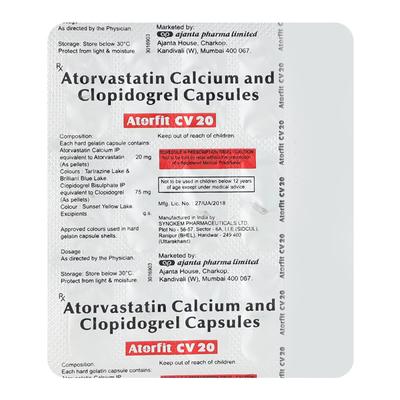 ATORFIT CV 20mg Capsule 15's - High Cholesterol-Dys