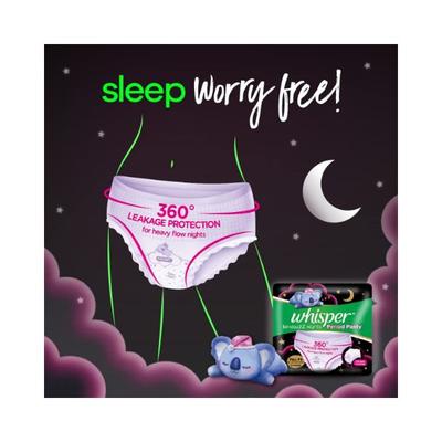 Whisper Bindazzz Nights Period Panties for women and girls, 185g 6's - Sanitary Napkins