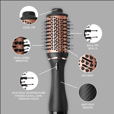 Winston 3-in-1 Hair Styling Blow Brush, Blow Dryer, Curling Iron, & Volumizing Brush- Silver and Grey 850 gm - Multi-Stylers