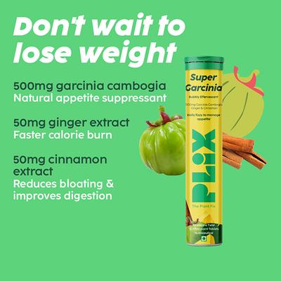 Plix The Plant Fix Garcinia Cambogia For Weight Loss I 15 Effervescent Tablets, For Unisex 4's - Weight Loss