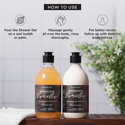 Kimirica Madagascar Vanilla Nourishing Shower Gel with Nettle Extract, All Skin Type 300ml - Shower Gels & Body Wash