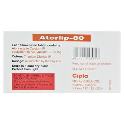 Atorlip 80mg Tablet 7'S - High Cholesterol-Dys