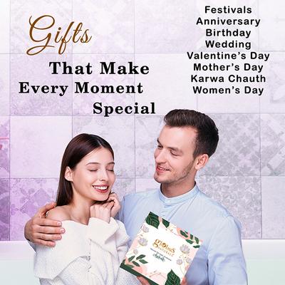 Globus Naturals Karwachauth Kumkumadi Glow Gift Box - Face Wash 100gm, Face Cream 100gm, Face Scrub 100gm, Face Pack 100gm and Face Serum 30ml 1's - Makeup Kits & Sets