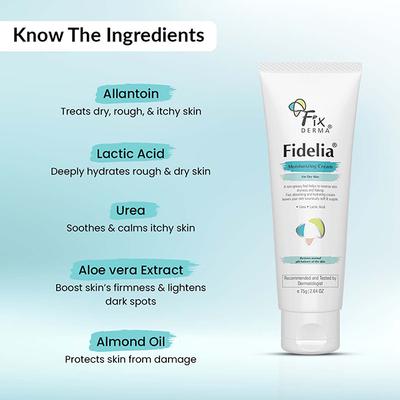 Fixderma Fidelia Moisturizing Cream, Daily Moisturizer for Dry and Chapped Skin 75 gm - Face Moisturizers