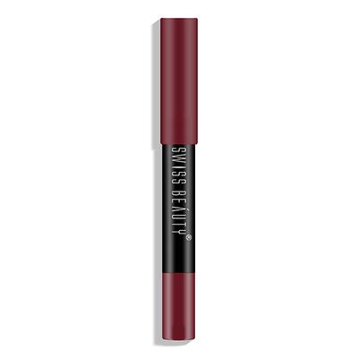 Swiss Beauty Stay On Lip Crayon Lipstick - (6 Bloodshot Maroon) 3.5gm - Lipsticks