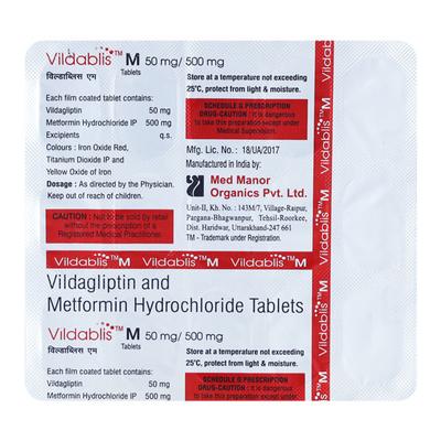 VILDABLIS M 500 Tablet 15's - Diabetes-Ant