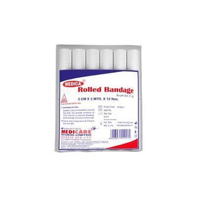 Medica Rolled Bandage (5 cm x 3 m) 12's - Bandages & Dressings