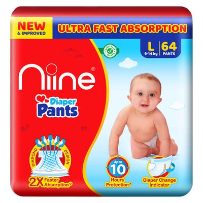 NIINE Ultra Fast Absorption Diaper Pants L (9-14kg) 64's - Sanitary Napkins