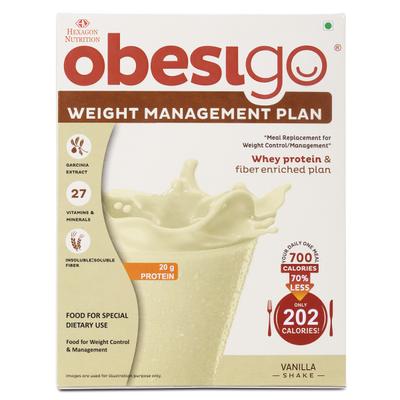 Obesigo Weight Management Plan Powder - Vanilla Shake (Pack of 7 x 50 g) - Weight Loss