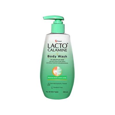 Lacto Calamine 1% Salicylic Acid Body Wash Cica, Aloe Vera, Natural Scrubbing Bead for Body Acne 250 ml - Shower Gels & Body Wash