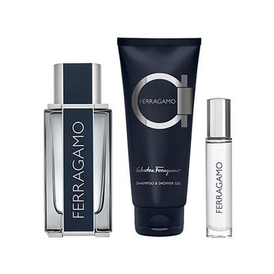 Salvatore Ferragamo Pour Homme Set (Eau De Toilette 100ml + Shampoo and Shower Gel 100ml + Purse Spray 10ml) 3's - Men Perfumes (Edt/Edp)