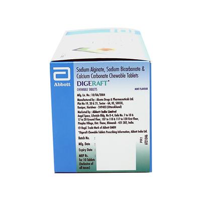 DIGERAFT MINT FLAVOUR Chewable Tablet 10's - Ulcer/Reflux/Flatulence-Aaa