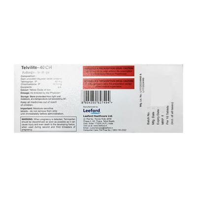 TELVILITE CH 40 Tablet 10's - Hypertension-ACE