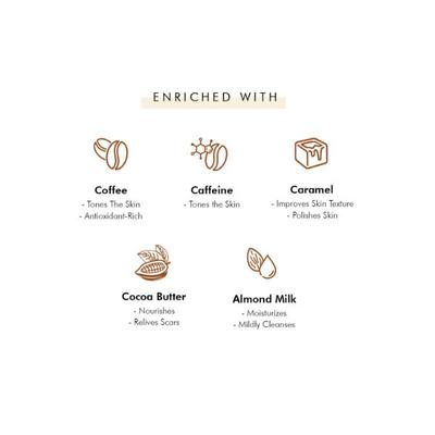 mCaffeine Daily Latte Bath Kit with Free Handcrafted Bean Tray- Pack of Bathing Bar Soap & Body Butter 350 gm - Body Butter