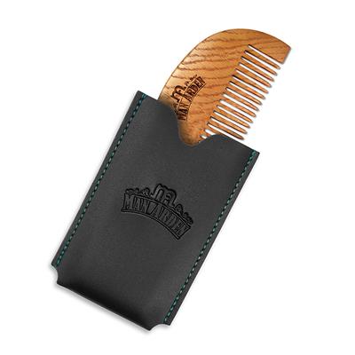 Man Arden Pure Neem Wooden Beard Comb with Leather Pouch 1's - Beard Comb