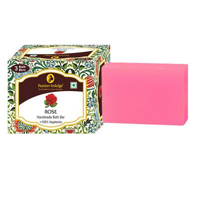 Passion Indulge ROSE Handmade Bath Bar Soap - 100GM Each ( PACK OF 3 ) - Soaps