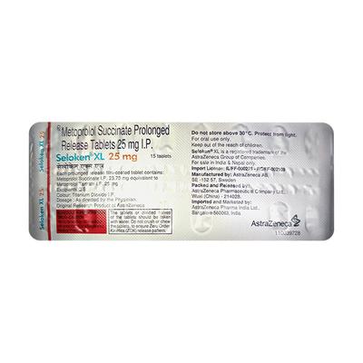 Seloken XL 25mg Tablet 15'S - Hypertension-Bet