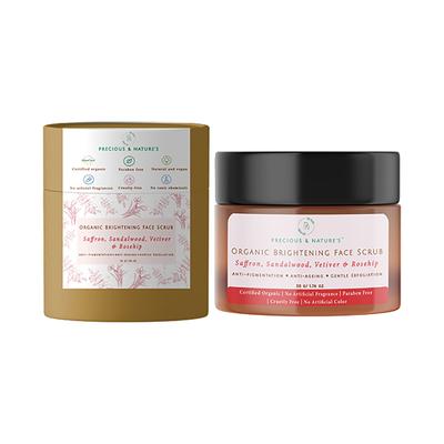 Precious & Nature'S Organic Brightening Face Scrub with Saffron Sandalwood Vetiver and Rosehip 50 gm - Face Scrubs