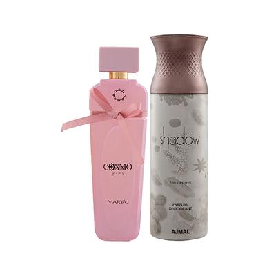 Maryaj Cosmo Girl EDP Floral Powdery Perfume And Ajmal Shadow Homme Deodorant Citrus Woody Fragrance 300 ml - Perfumes (Edt/Edp)