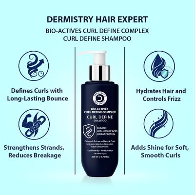 Dermistry Curl Defining With Keratin Hyaluronic Acid Wheat Protein Shampoo 200 ml - Shampoos