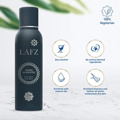 Lafz Shurq Al Khaleej No Alcohol Deodorant Spray - For Men 150 ml - Men Deodorants/Roll-Ons