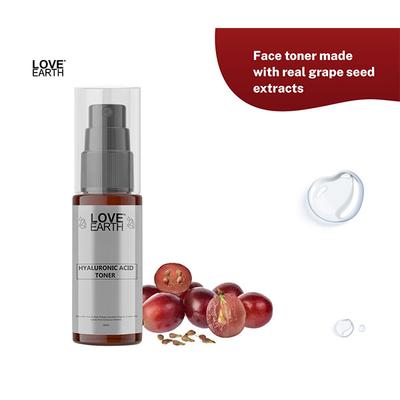 Love Earth Hyaluronic Acid Toner with Grape seed extract and Hyaluronic Acid 100 ml - Face Mists