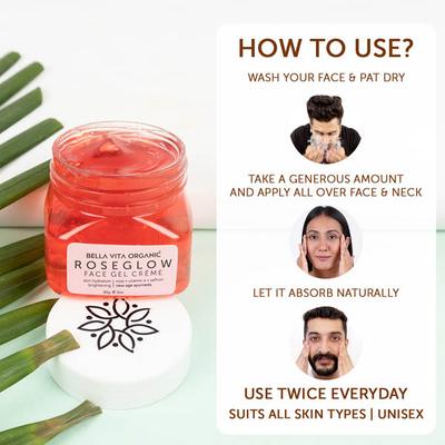 Bella Vita Organic Rose Glow Face Gel For Pore Minimising 85 gm - Face Gels