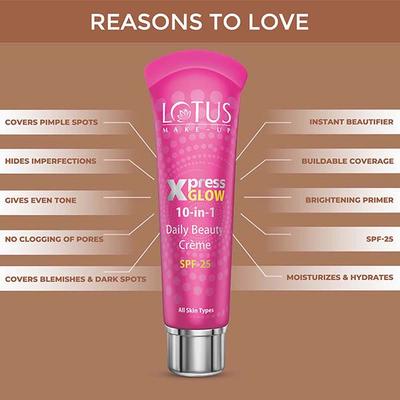 Lotus Herbals Xpress Glow 10-In-1 Daily Beauty Creme Bright Angel Spf-25 X2 30 Gm - Face Sunscreen