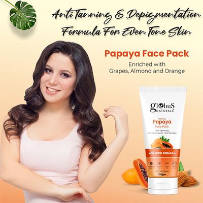 Globus Naturals Papaya Face Pack, , Age Lock formula Pigmentation 100Gm - Masks & Peels