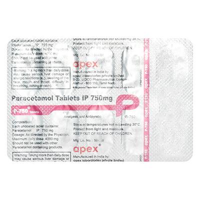 P 750mg Tablet 10'S - Fever-Ana