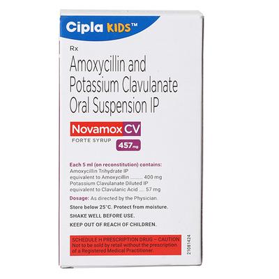 NOVAMOX CV FORTE TANGY ORANGE FLAVOUR 457mg Syrup 60ml - Bacterial Infections-Pen