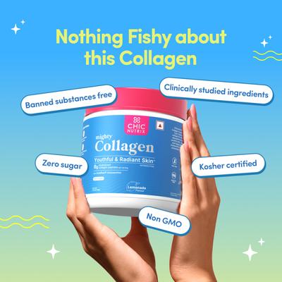 Chicnutrix Mighty Collagen Powder - Japanese Marine Collagen Peptides Lemonade Flavour 237.50 g - Hair & Skin