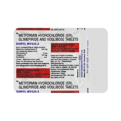Zoryl Mv 2/0.3Mg Tablet 10's - Diabetes-Ant