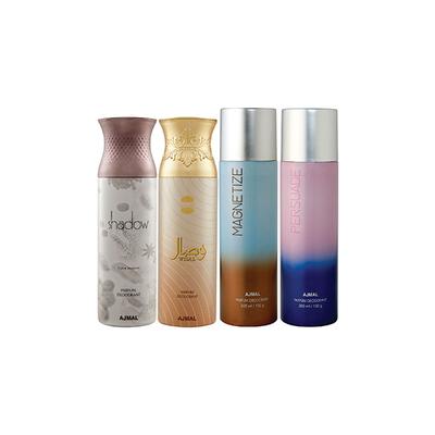 Ajmal 1 Shadow Homme, 1 Wisal, 1 Magnetize And 1 Persuade Deodorants Pack of 4 200 ml - Deodorants/Roll-Ons