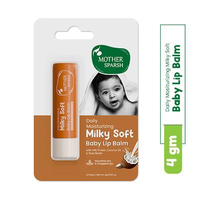 Mother Sparsh Daily Moisturizing Milky Soft Baby Lip Balm With Milk Protein-Coconut Oil and Shea Butter 4 gm - Baby Grooming