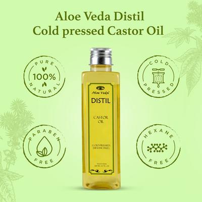Aloe Veda Distil Cold Pressed Castor Oil (Hexane Free) 200 ml - Massage Oils