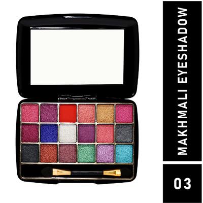 Half N Half 18 Colors Makhmali Eyeshadow With Brush In Makeup Palette Highly Pigmented Long Lasting Waterproof Smooth Blendable Colors - Multicolor-03 12.8 gm - Face Palettes