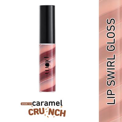 Plum Soft Swirl Lip Gloss, High-Shine Finish, Intense Pigment, 3 Shades In 1, 121 Caramel Crunch 6 ml - Liquid Lipsticks