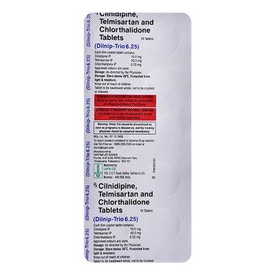 DILNIP TRIO 6.25 Tablet 10's - Hypertension-Cal