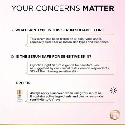 L'Oreal Paris Glycolic Bright Instant Glowing Serum 8% Glycolic Acid 30 ml - Under Eye Creams & Serums