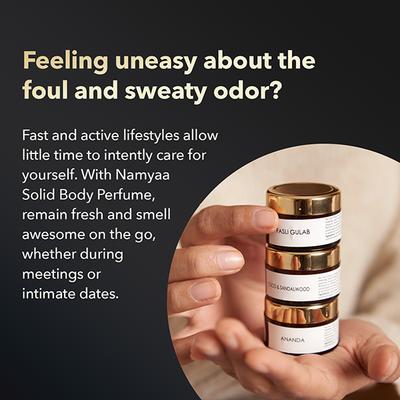 Namyaa Solid Natural Body Perfume for Underarms, Inner Thigh, Knee and Bikini Area, Sensitive Areas, 15 g 3's - Intimate Care