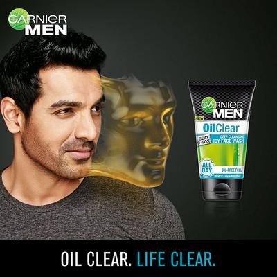 Garnier Men Oil Clear Clay D-Tox Deep Cleansing Icy Face Wash 100 Gm - Face Wash & Cleansers
