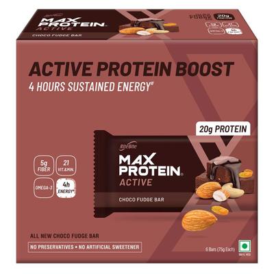 RiteBite Max Protein Active Choco Fudge Bar (Pack Of 75 g x 6) - Nutritional Bars