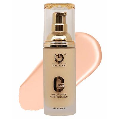 Matt Look Zero Pore Oil Control Full Coverage Matte Foundation, Light 45 ml - Foundation