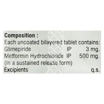 GLIMECHECK MF 3/500 Tablet 10's - Diabetes-Ant