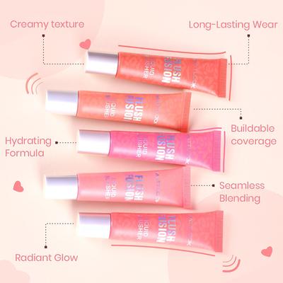 Matt Look Flush Fusion Liquid Blusher With Creamy Texture , Raspberry Rush-04 15 ml - Blushes