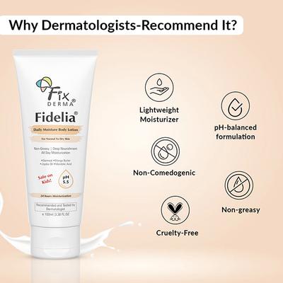 Fixderma Fidelia Daily Moisture Body Lotion, Moisturizer For Face & Body 100 ml - Face Moisturizers