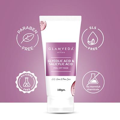 Glamveda Glycolic Acid & Salicylic Acid Peel Off MaskFor Anti Acne & Pore Care 100 ml - Masks & Peels