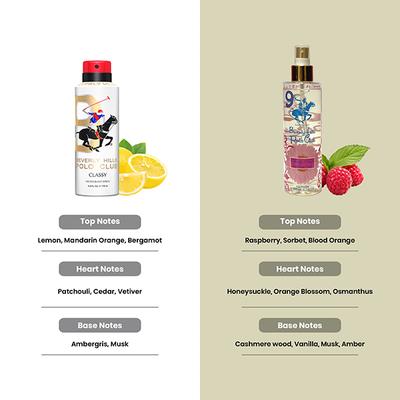 Beverly Hills Polo Club Classy Men Deo No.9 Trio Pack + SPARKLING FLORAL No.9 Women Body Mist Set 1's - Deodorants/Roll-Ons