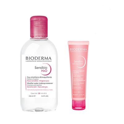 Bioderma Combo (Sensibio H2O Micellar Water Makeup Remover 250 ml + Bioderma Sensibio Gel Moussant Soothing Micellar Cleansing Foaming Gel 45 ml) - Make Up Removers